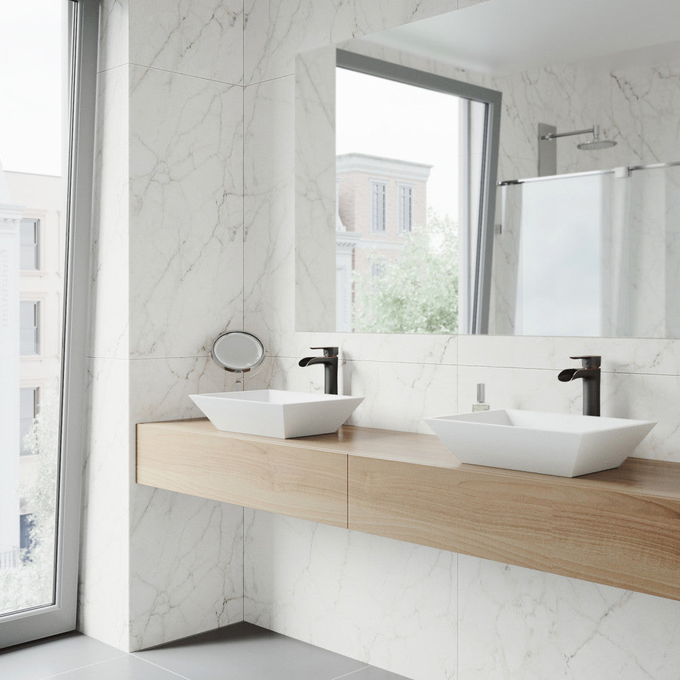 Vinca 18"L x 14"W MatteStone Vessel Sink and Niko 11"H Faucet Set
