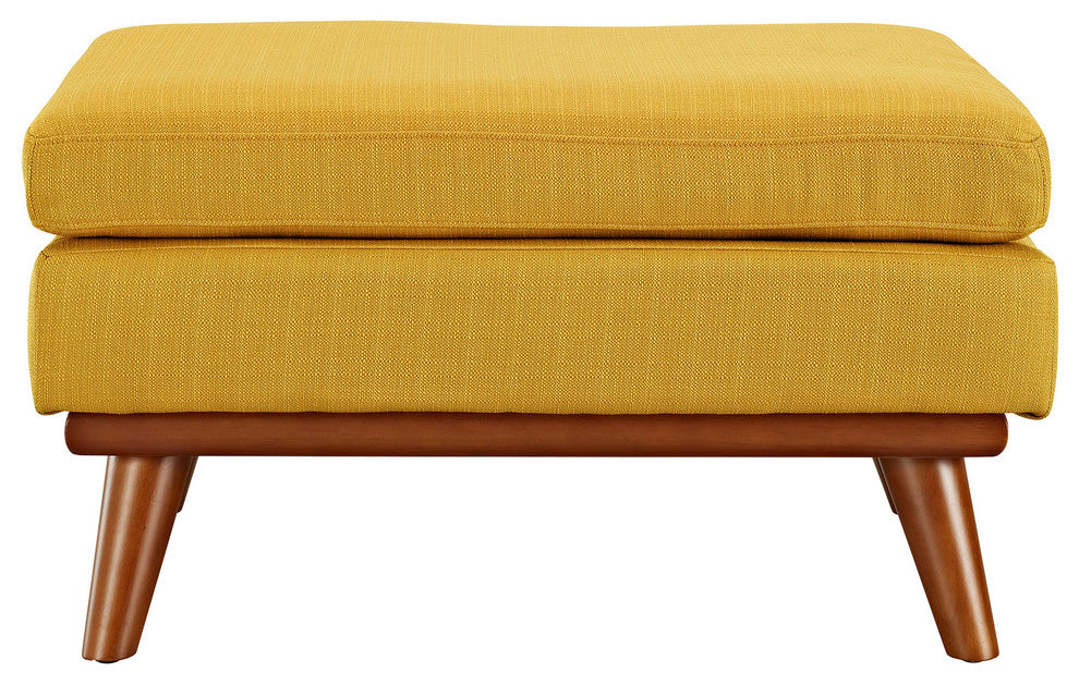 Modern Contemporary Fabric Ottoman , Orange, Fabric