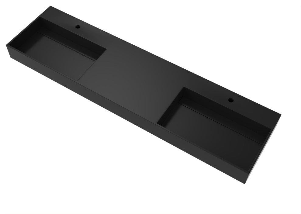 CastelloUSA Juniper Bathroom Vanity Top, Black, 72", Double Basin, Standard