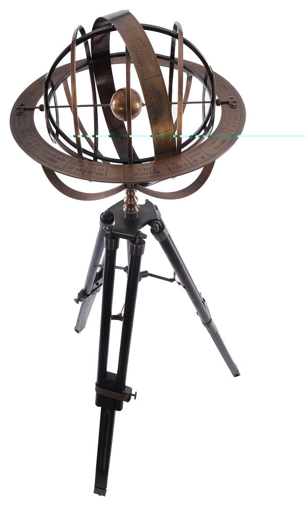 Brass Armillary With Wood Stand