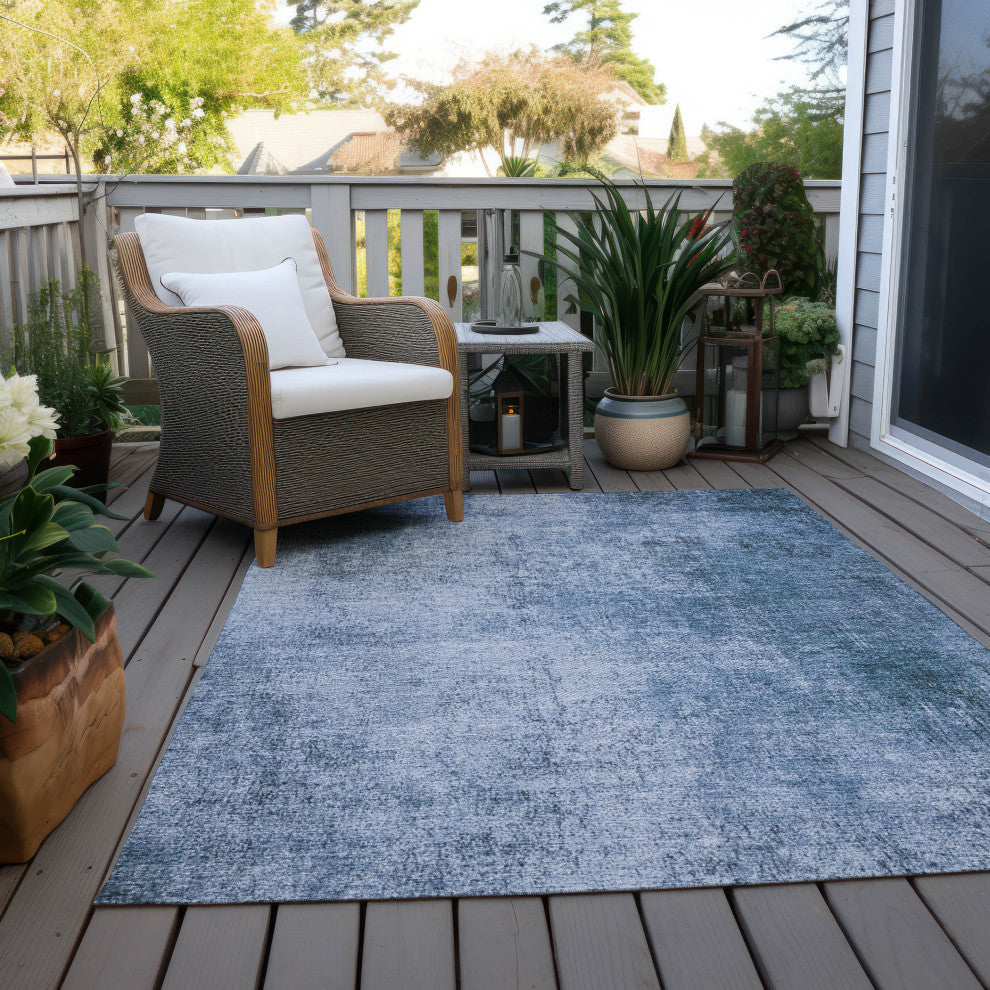 Machine Washable Indoor/Outdoor Chantille ACN1903 Blue 9' x 12' Rug