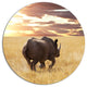 Giant Rhino Under Bright Sky, African Disc Metal Wall Art, 11"