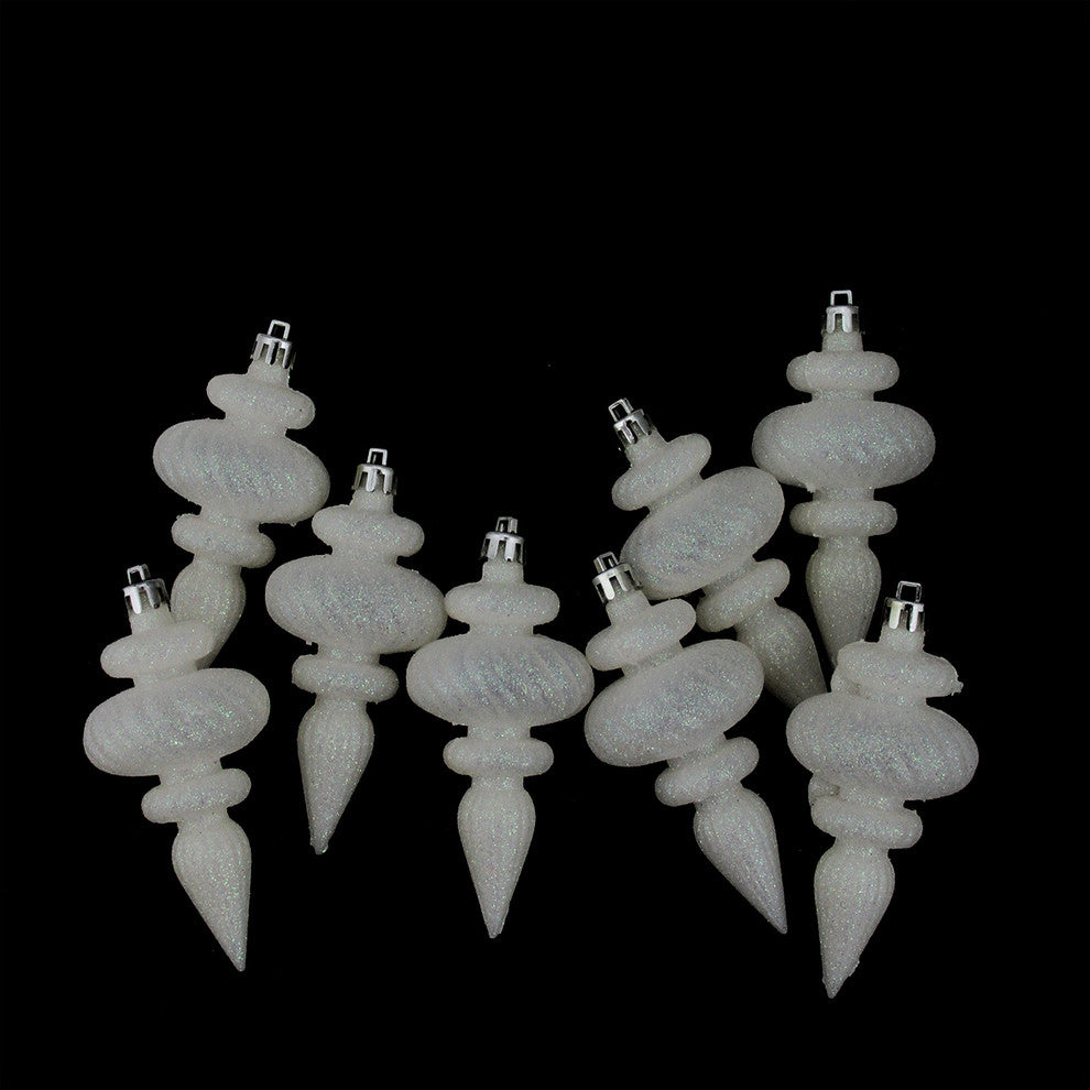 Iridescent Winter White Swirl Shatterproof Christmas Ornaments, Set of 8