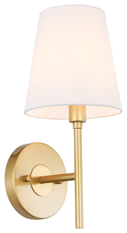 Brass Finish And White Shade 1-Light Wall Sconce