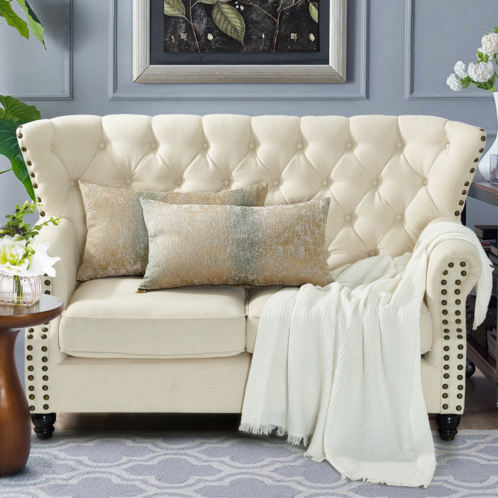 Jacquard Chenille Big Zipper Lumbar Toss Pillow Set, Taupe / Khaki, 2 Piece Lumb
