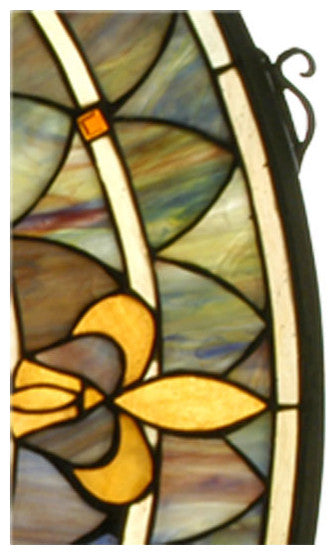 13 Round Fleur-de-Lis Medallion Stained Glass Window