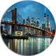 Brooklyn Bridge And Skyscrapers, Cityscape Round Wall Art, 11"