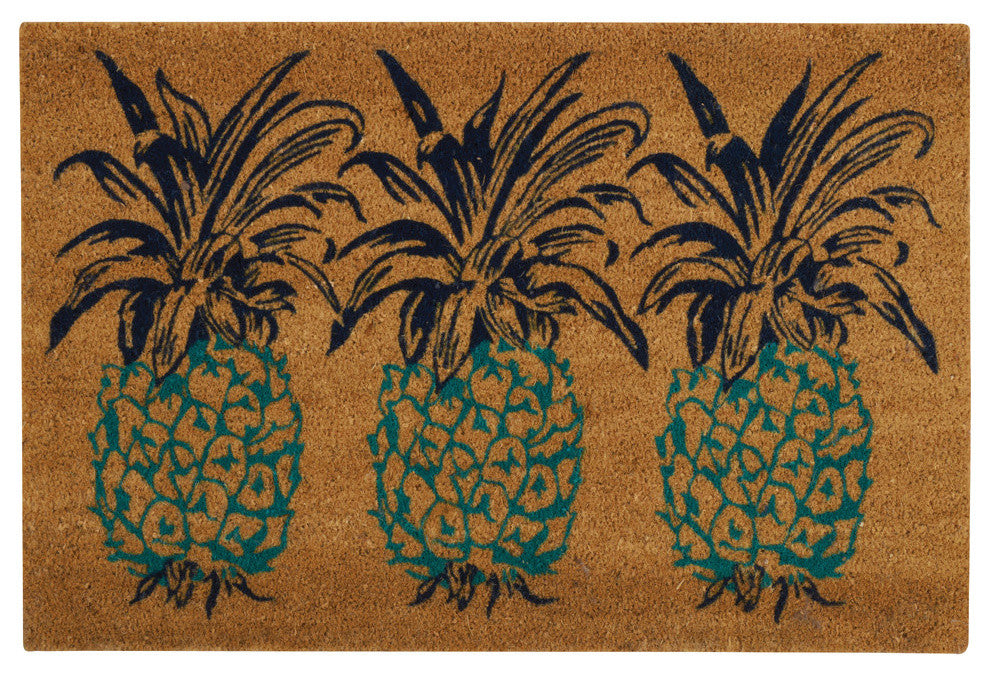 Waverly Greetings "Pineapple" Doormat, Aqua, 1'6"x2'4"