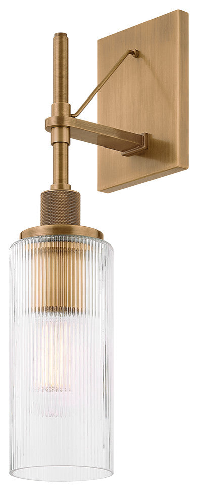 Troy Lighting Shenandoah Exterior Wall Sconce Patina Brass, 4.75"Lx4.75"Wx18"H