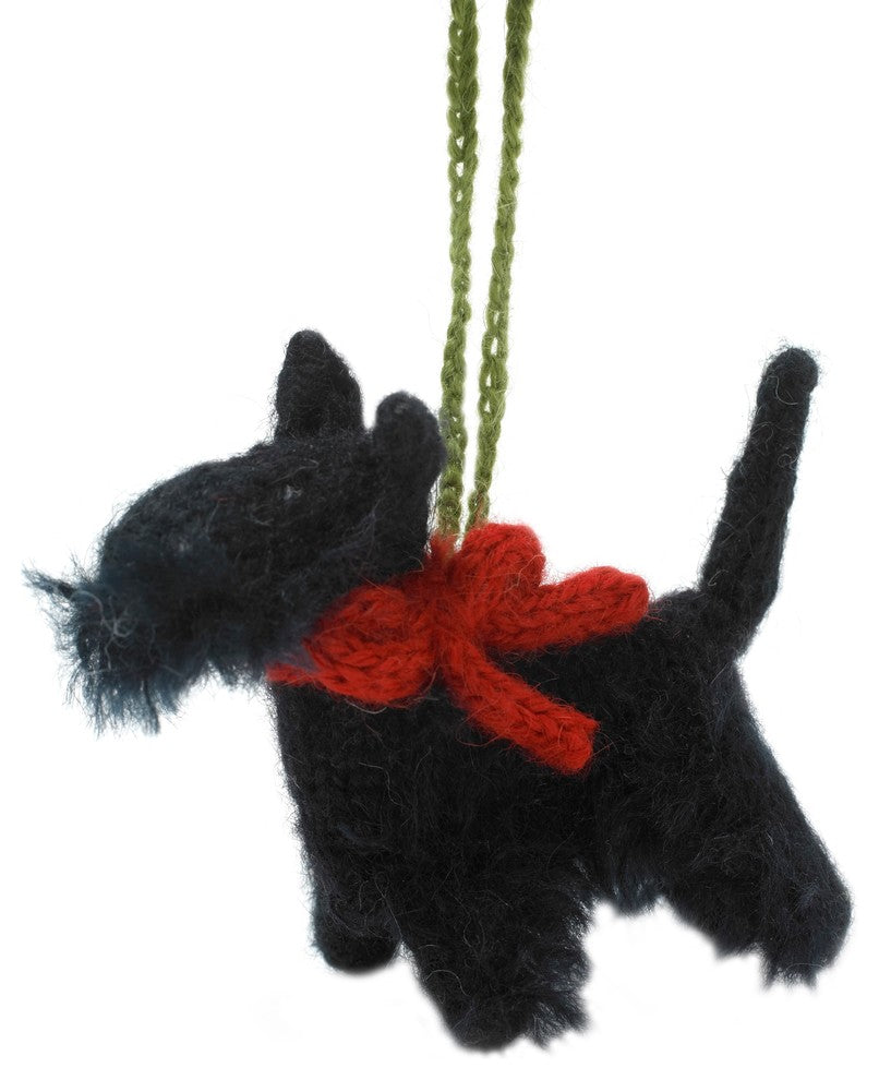 Hand-Knit Scottie Dog Christmas Ornament