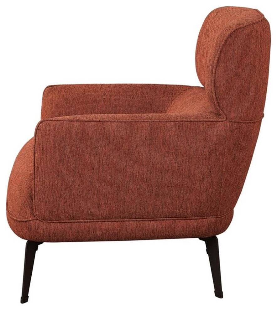 Pemberly Row Transitional Fabric Upholstered Accent Chair in Orange