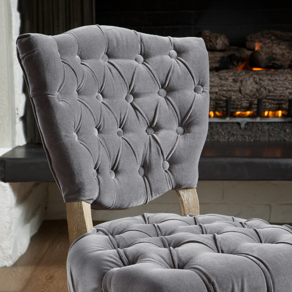 GDF Studio Violetta French Design Dining Chair, Set of 2, Gray