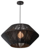 Farmhouse Matte Black Paper Rope Craft Pendant Lighting Fixture