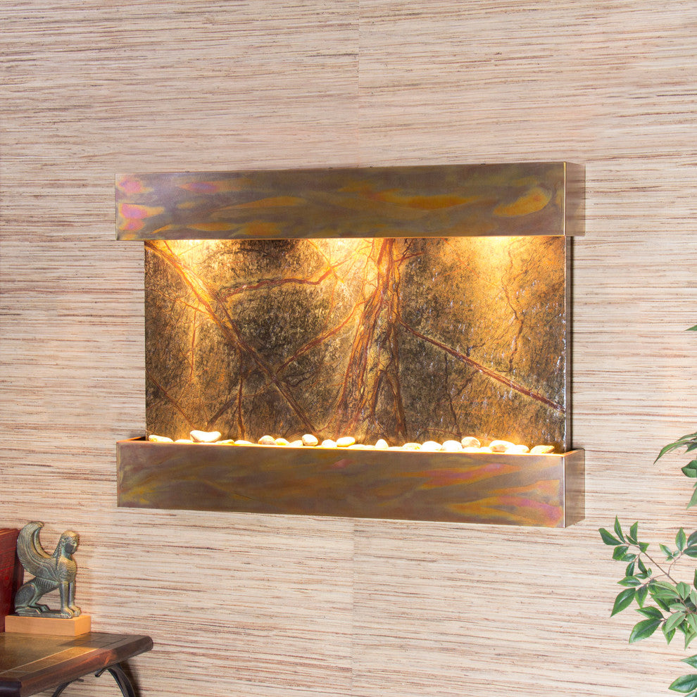Reflection Creek Water Feature by Adagio, Green Marble, Rustic Copper