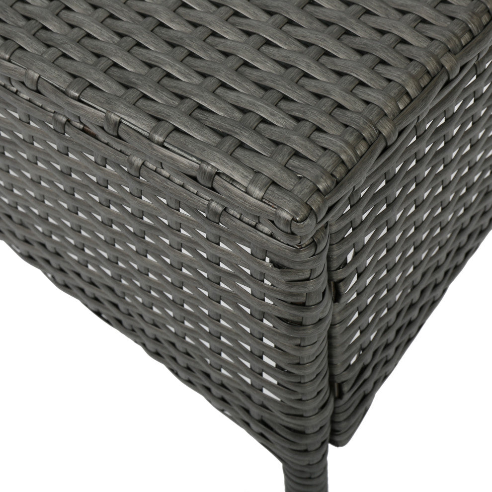 GDF Studio 4-Piece Olivera Outdoor Gray Wicker Chat With Cushions Set