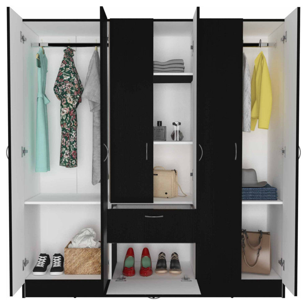 FM FURNITURE Guajira 6-Door Wall Armoire - Black