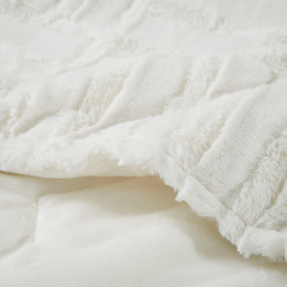Madison Park Arctic Ultra Plush 50x60" Throw Blanket, Ivory