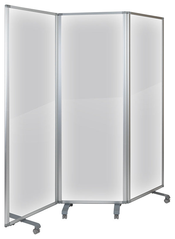 Transparent Acrylic Mobile 3 Section Partition  72"H x 24"L
