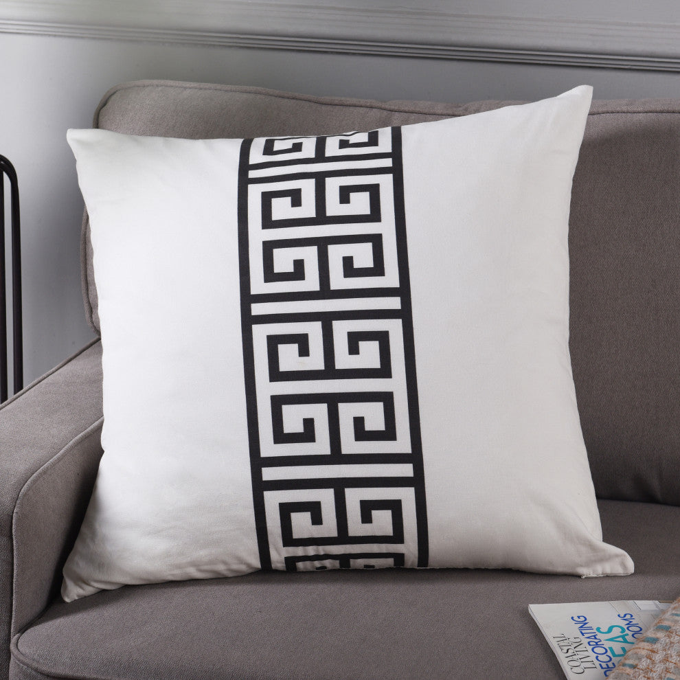 Dann Foley Square Linen Cushion Greek Key Upholstery DFS10016DS