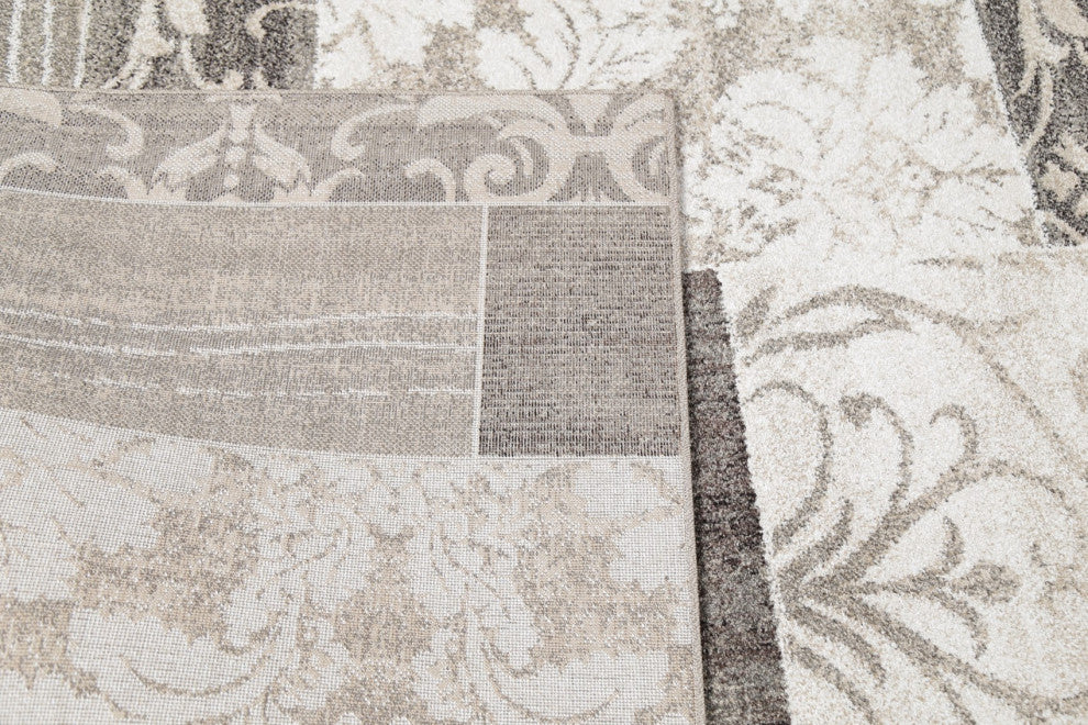 Symphony Design Patchwork Turkish Oriental Transitional Area Rug, Beige, 8 X 10