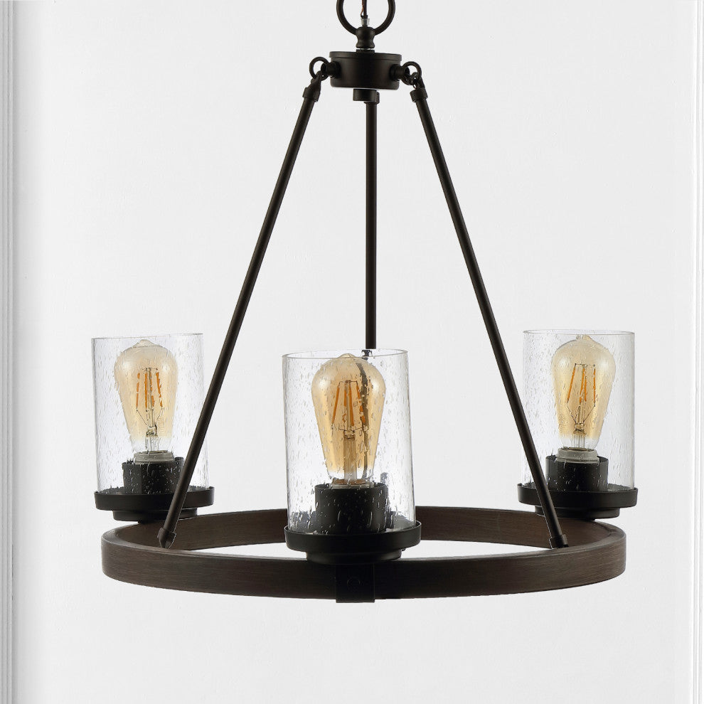 Coronet 3-Light Iron Glass LED Chandelier, Black, Width: 20"