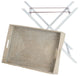 La Jolla Handwoven Rattan Butler Tray With Folding Wood Stand, White-Wash