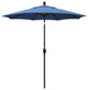 7.5' Matted Black Push-Button Tilt Crank Aluminum Umbrella, Frost Blue Olefin