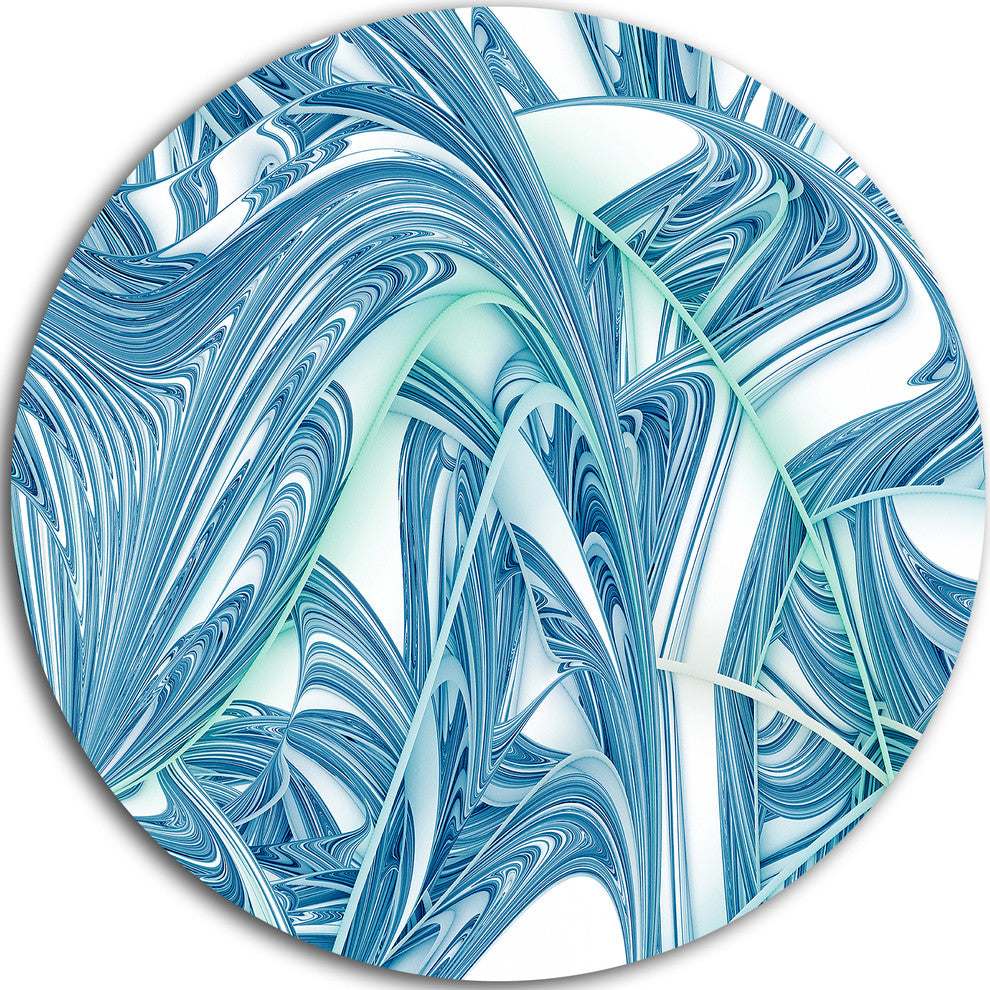 Unique Blue Fractal Design Pattern, Abstract Round Wall Art, 23"