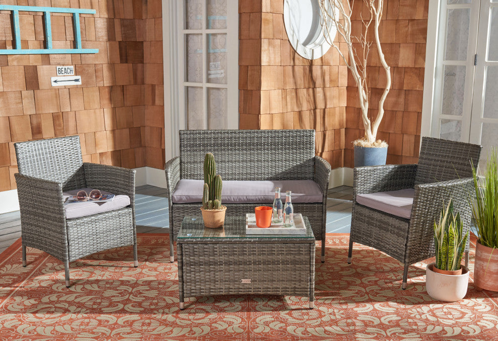 Safavieh Bandele 4-Piece Outdoor Living Set, Grey