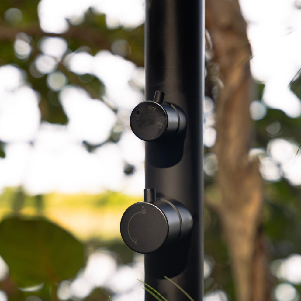 PULSAR 03 Outdoor Shower 316 Stainless Steel with Foot Wash, Matte Black