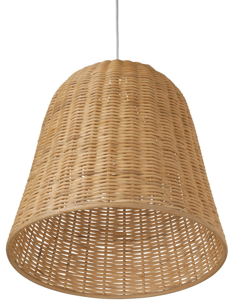 Handwoven Wicker Bell Pendant Lamp, Natural, Natural Brown