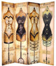 6' Tall Double Sided Mannequin and Singer Canvas Room Divider 4 Panel