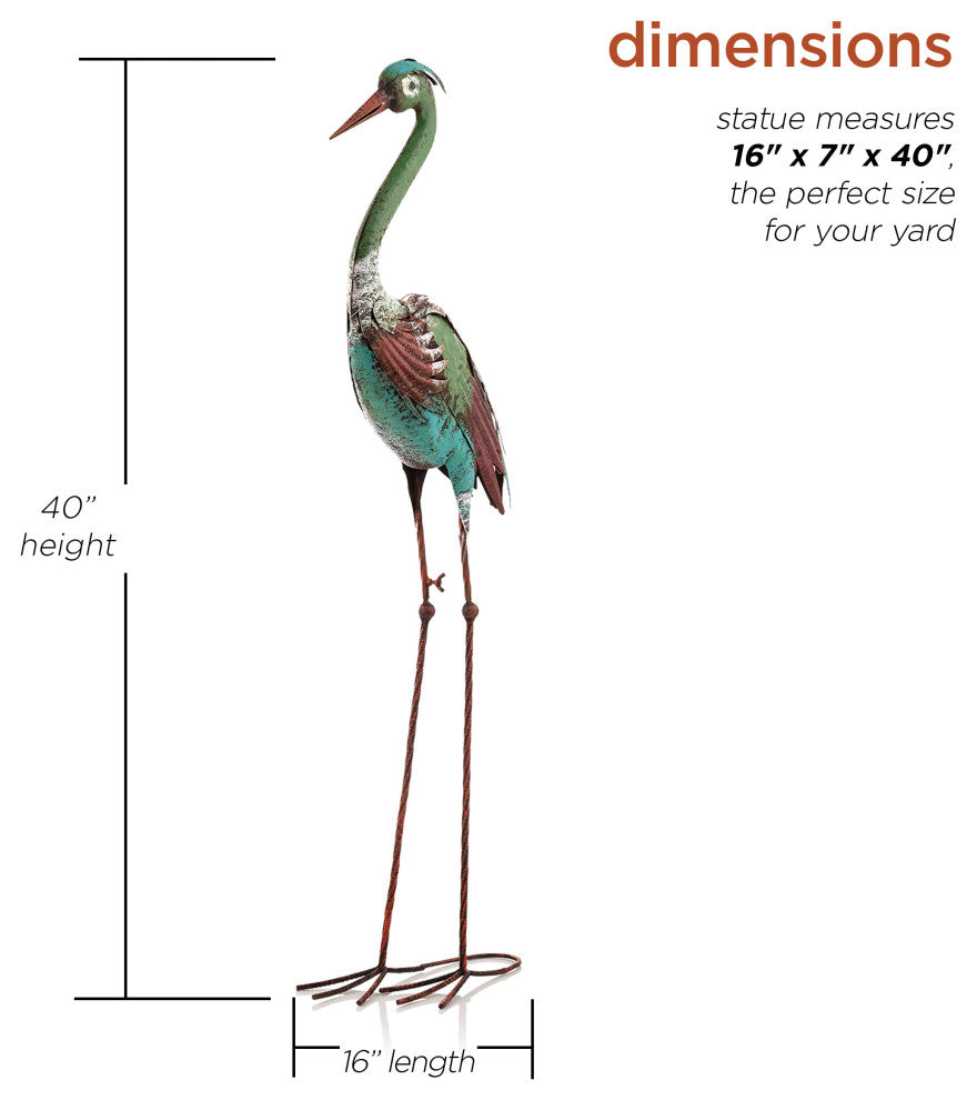 Alpine Crane Stake Statue, 40" Tall