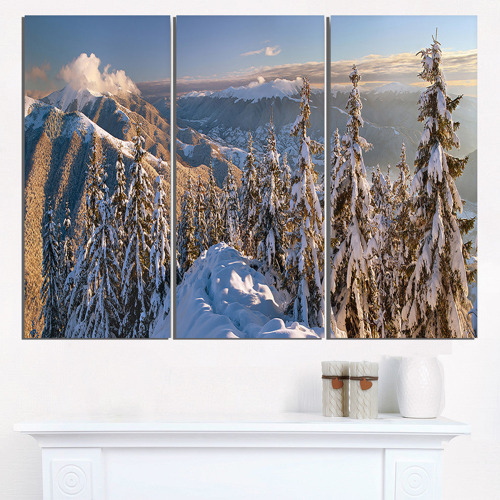 "Winter Carpathians Panoramic View" Metal Wall Art, 3 Panels, 36"x28"