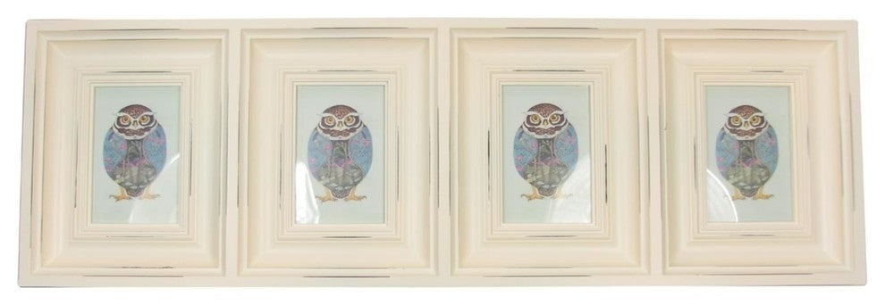 33" Distressed Eggshell White Photo Picture Frame Collage Wall Decoration