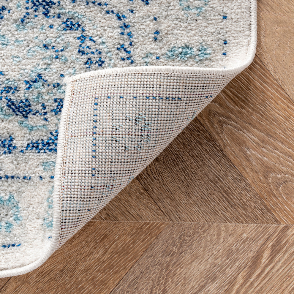 Nuloom Jute and Denim Even Stripes Area Rug, Off White 7'6"x9'6"