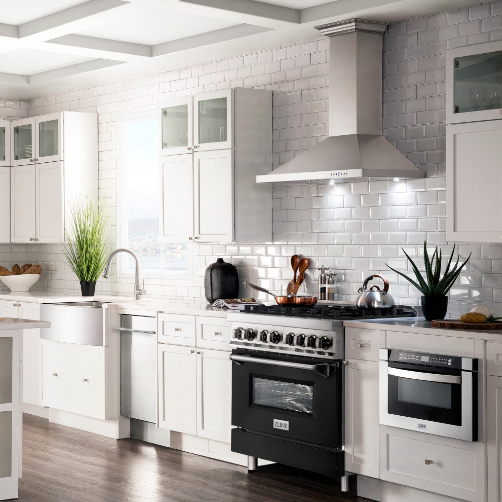 ZLINE 36 in. Professional Dual Fuel Range With Black Matte Door, RA-BLM-36