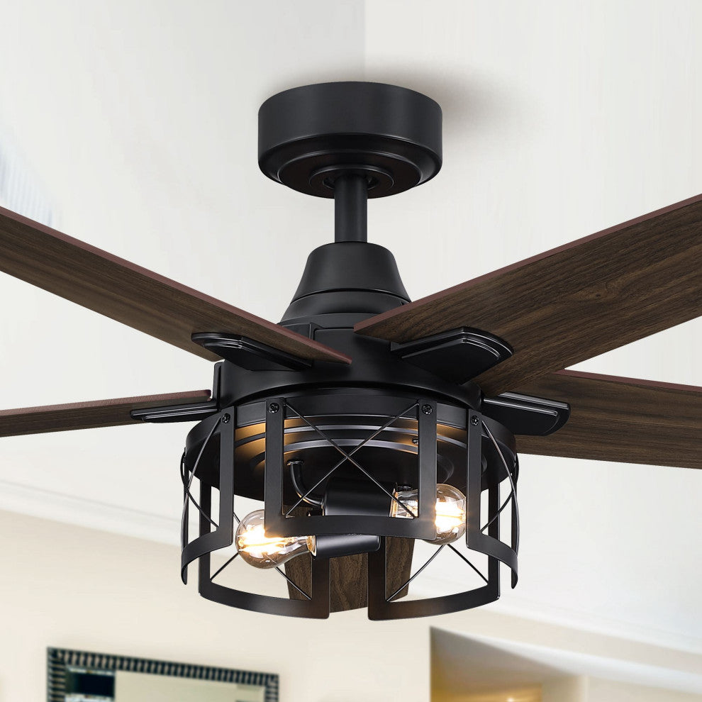 52 in. Reversible Blades Matte Black Ceiling Fan with Remote Control