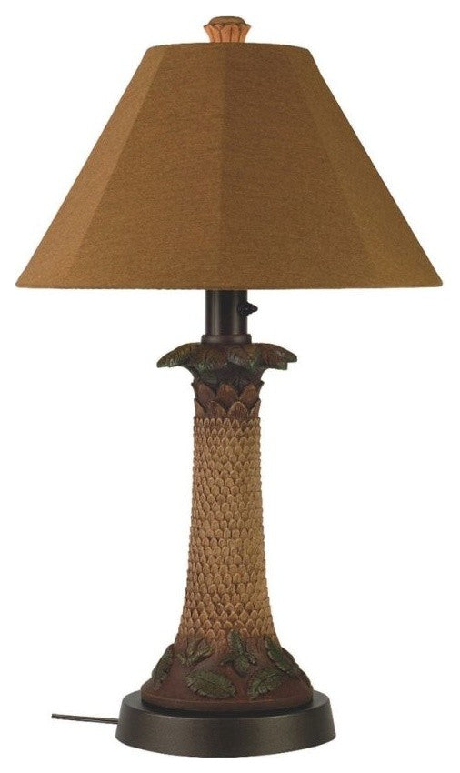 Palm Outdoor Table Lamp 36957 With Teak Sunbrella Shade