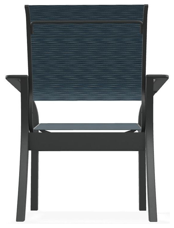 Leeward Sling Stackable Outdoor Dining Chair, Nimbus Ocean/Graphite