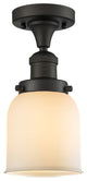 1-Light Small Bell 5" Flush Mount, Oil Rubbed Bronze, Glass: White Cased