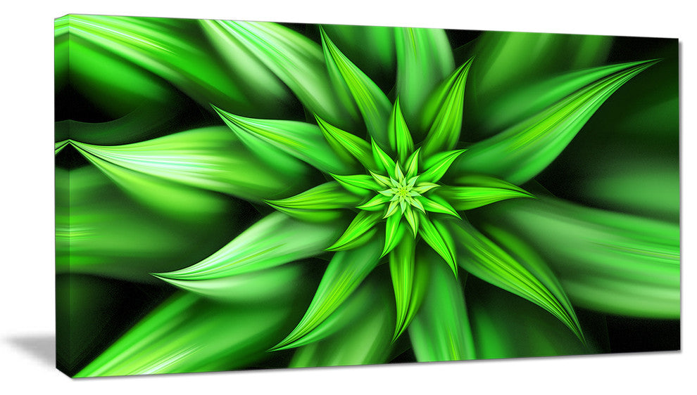Exotic Green Flower Petals, Floral Canvas Art Print, 32"x16"