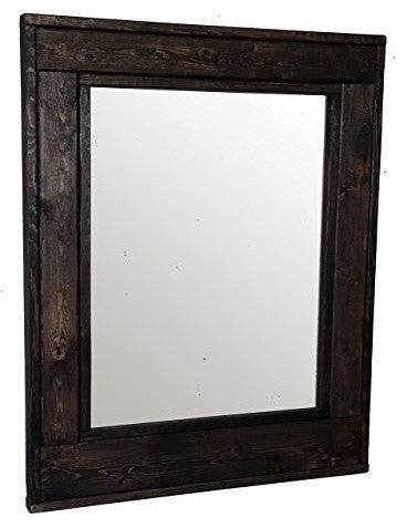 Herringbone Stained Vanity Mirror, Ebony, 30"x42", Vertical