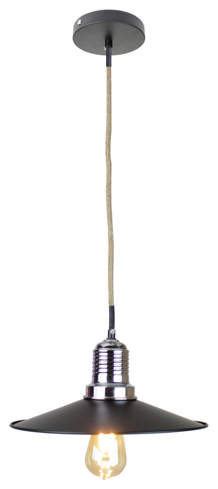 Ixtab 1-Light Industrial Rope Pendant, Black
