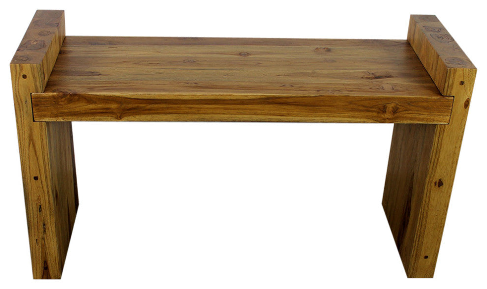 Haussmann Teak Block Bench 36 x 12.5 x 20.5 inch High KD Oak Oil