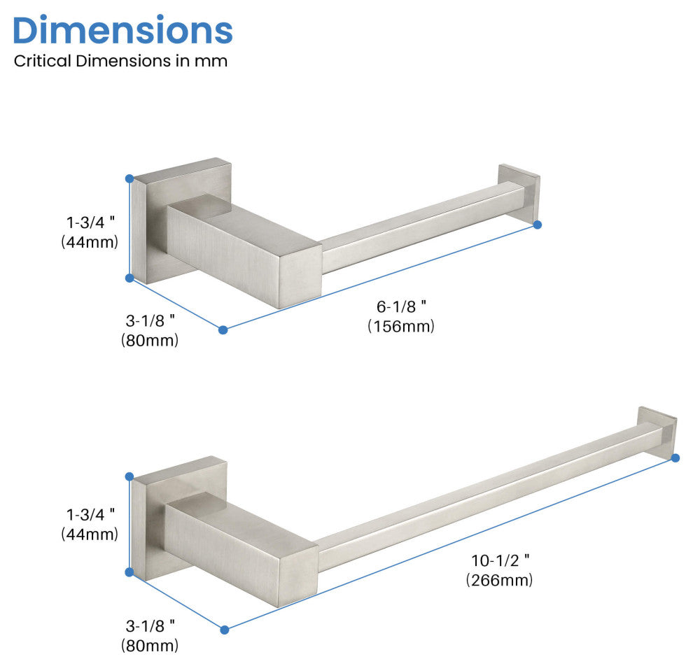 Cube 2-Piece Bathroom Hardware Set, Brushed Nickel