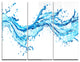 "Blue Water Splashes" Digital Metal Wall Art, 3 Panels, 36"x28"