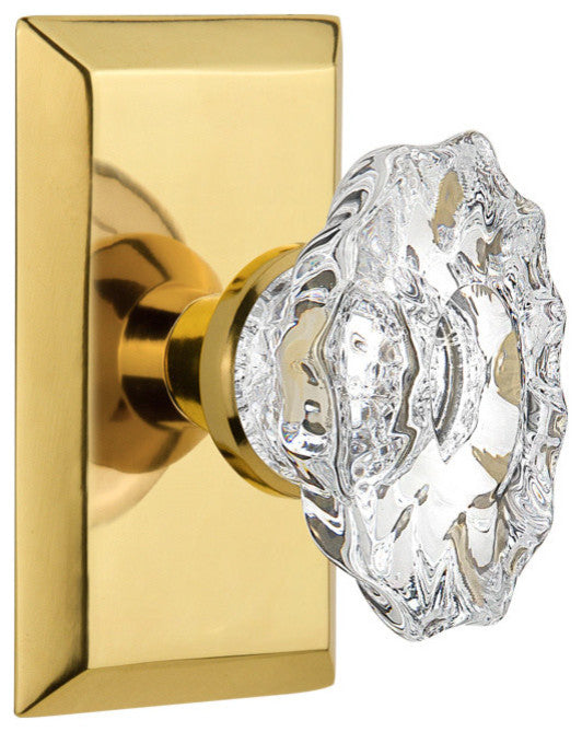 Studio Plate Passage Chateau Door Knob, Polished Brass
