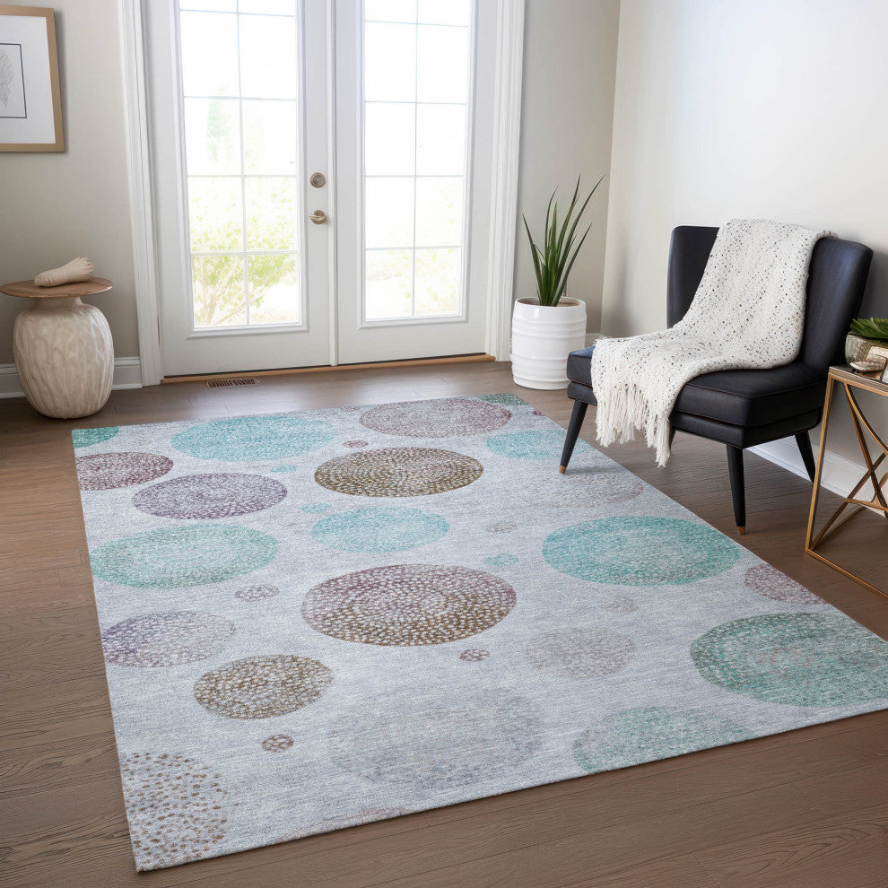 Machine Washable Indoor/Outdoor Chantille ACN1897 Blue 5' x 7'6" Rug