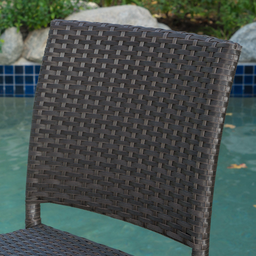 GDF Studio Trestle Outdoors Dark Brown Wicker Bar Stools, Set of 2
